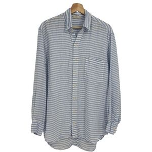 CP Shades striped 100% Linen coastal boyfriend button tunic shirt Medium coastal